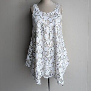 White and Silver Sequin Sleeveless Top